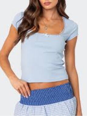 Edikted Priscilla lace trim t-shirt